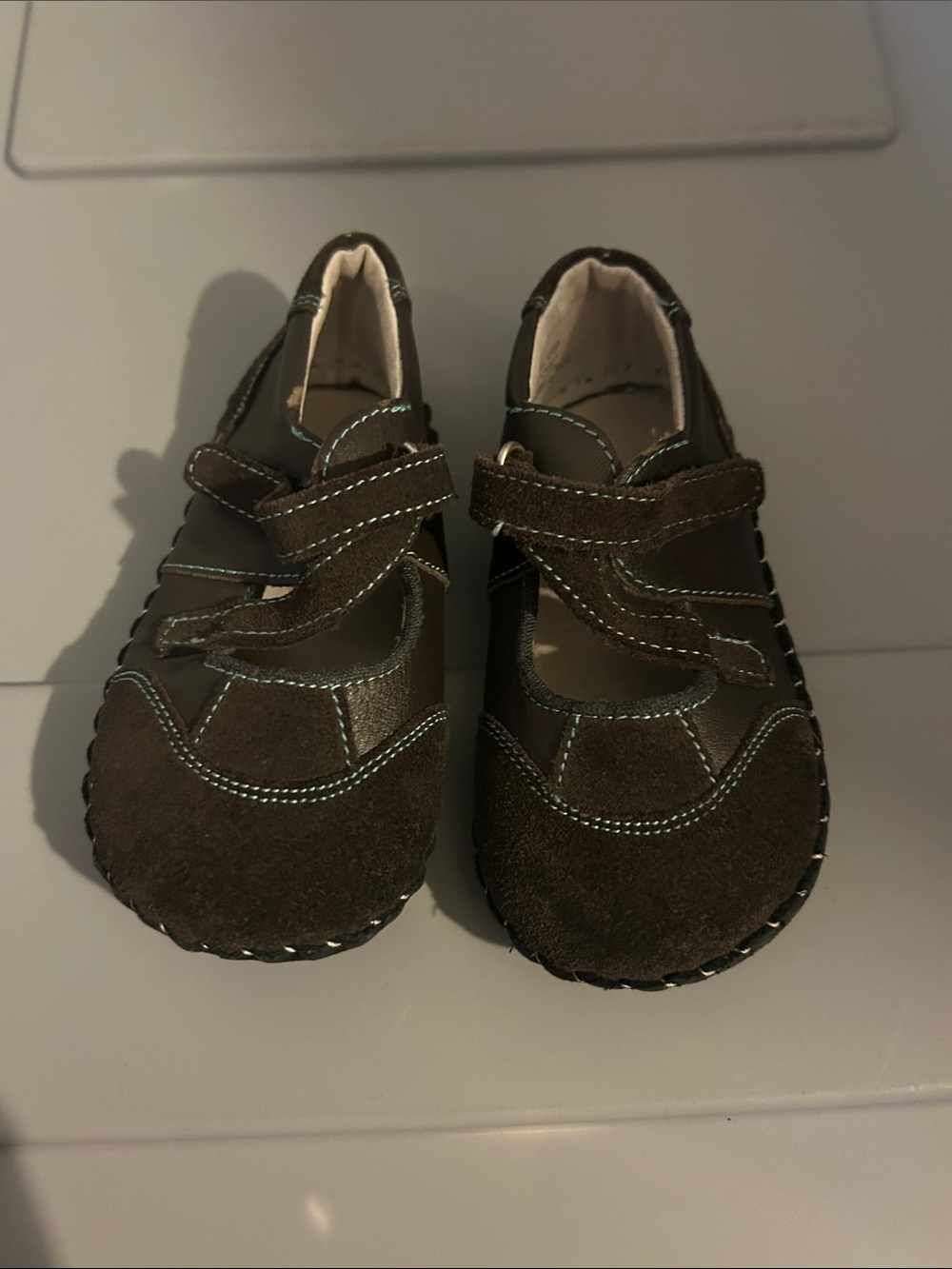 pediped Brown Suede & Leather Hook-and-Loop Walker Shoes